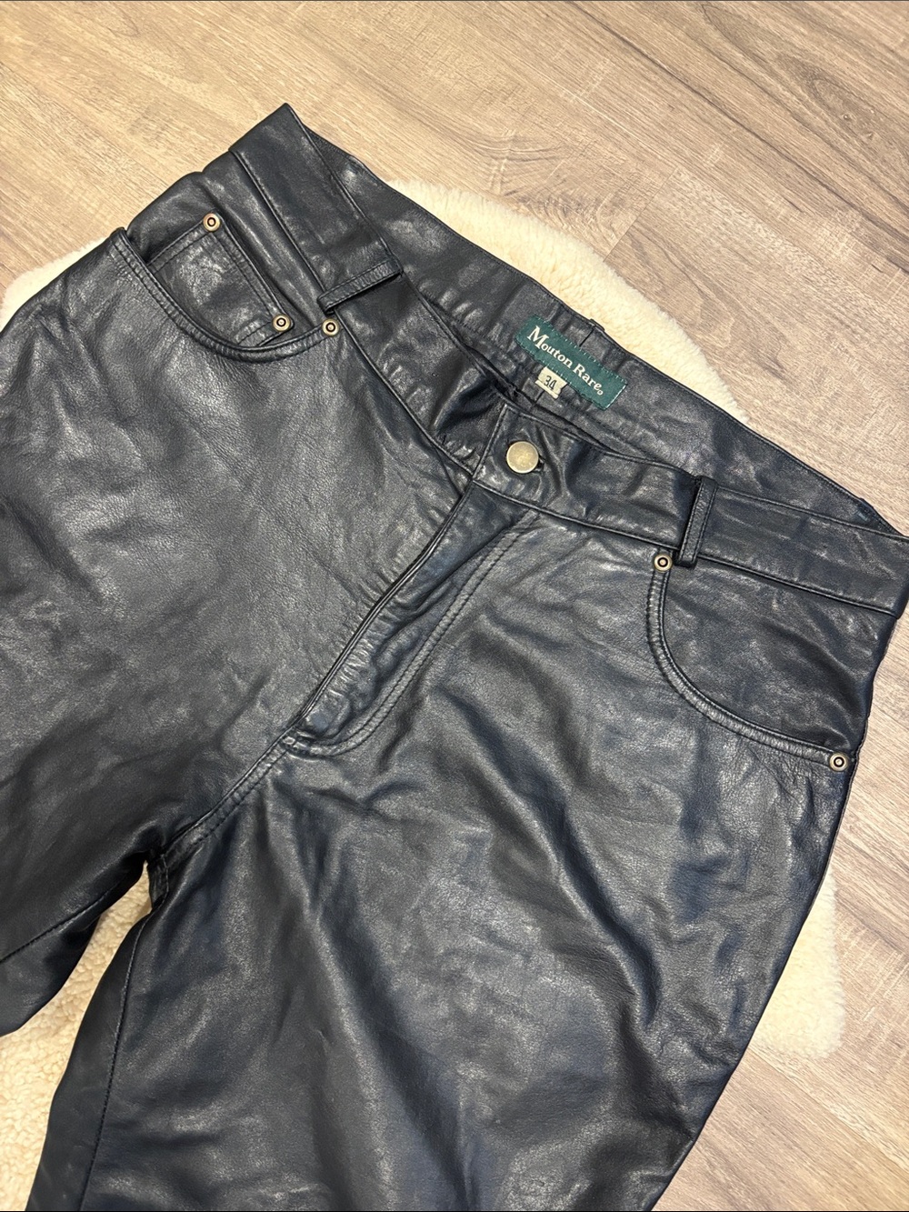 Mouton Rare vintage black leather pants